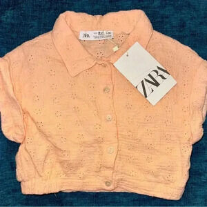 Zara Peach Eyelet Kids Shirt Size 18-24 months NWT
